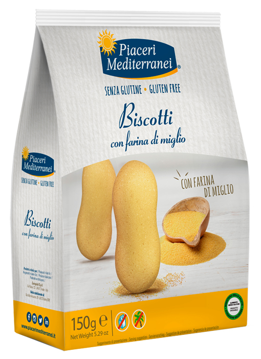 PIACERI MEDITERRANEI BISCOTTI FARINA DI MIGLIO 150 G - Farmacia Murachelli Di Putelli dr. Giovanni