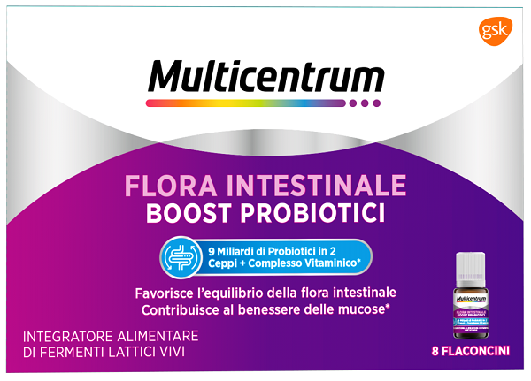 MULTICENTRUM FLORA INTESTINALE BOOST PROBIOTICI 8 FLACONCINI - Farmacia Murachelli Di Putelli dr. Giovanni