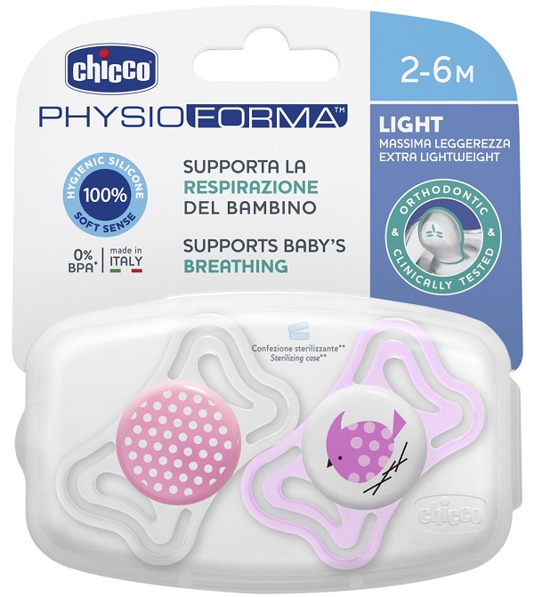 CHICCO SUCCHIETTO LIGHT GIRL SILICONE 2-6 MESI 2 PEZZI - Farmacia Murachelli Di Putelli dr. Giovanni