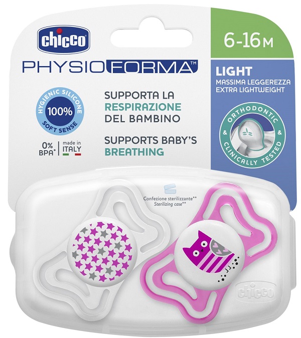 CHICCO SUCCHIETTO LIGHT GIRL SILICONE 6-16 MESI 2 PEZZI - Farmacia Murachelli Di Putelli dr. Giovanni