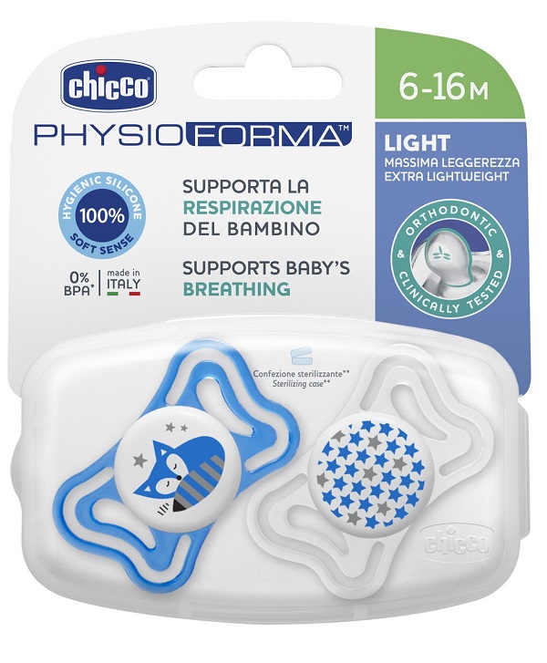 CHICCO SUCCHIETTO LIGHT BOY SILICONE 6-16 MESI 2 PEZZI - Farmacia Murachelli Di Putelli dr. Giovanni