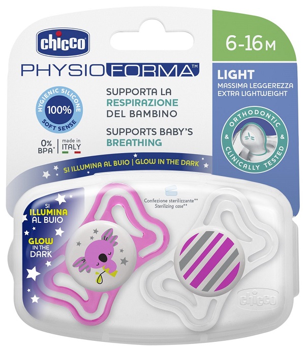 CHICCO SUCCHIETTO LIGHT LUMINOSO SILICONE 6-16 MESI 2 PEZZI - Farmacia Murachelli Di Putelli dr. Giovanni
