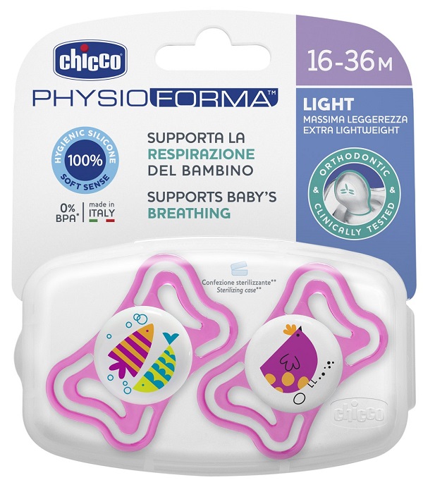 CHICCO SUCCHIETTO LIGHT GIRL SILICONE 16-36 MESI 2 PEZZI - Farmacia Murachelli Di Putelli dr. Giovanni