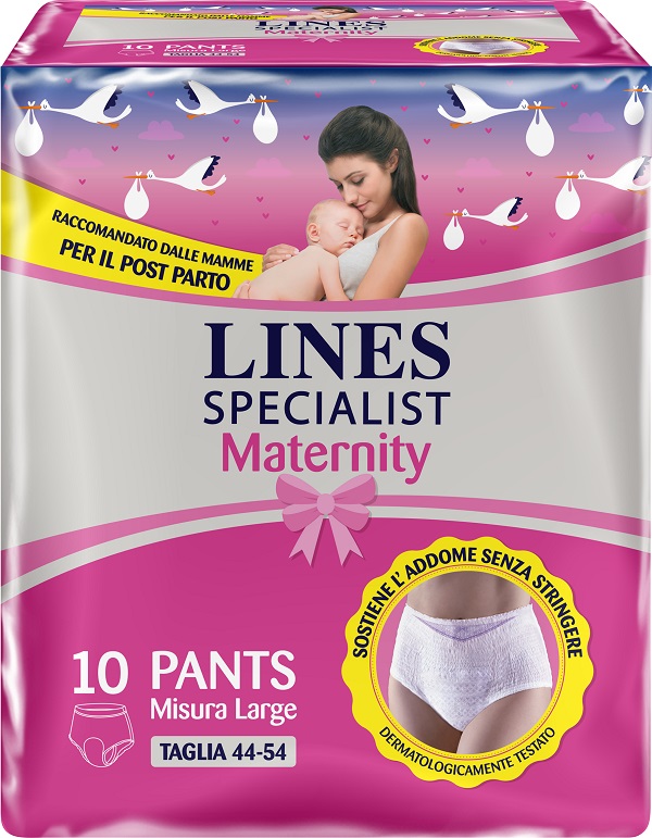 LINES SPECIALIST MATERNITY MUTANDINA ASSORBENTE PER PERDITE POST PARTO MISURA LARGE 10 PEZZI - Farmacia Murachelli Di Putelli dr. Giovanni