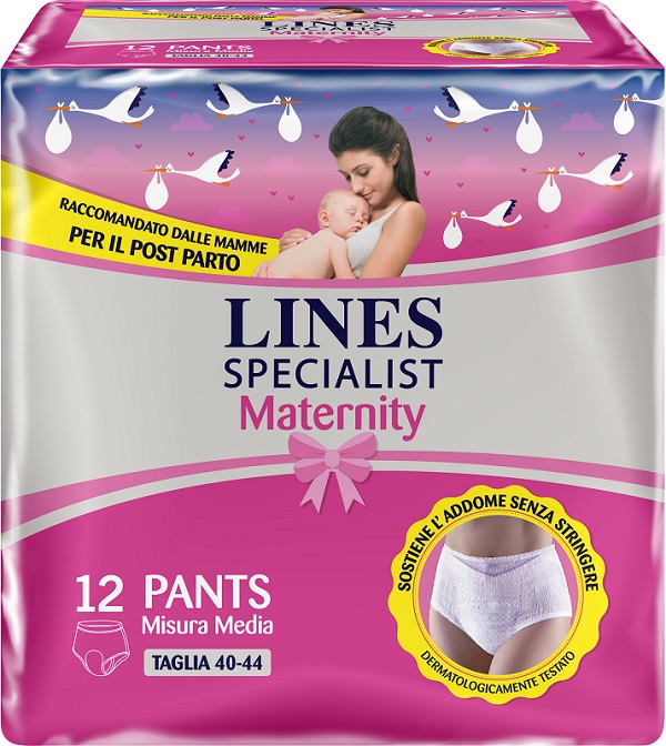 LINES SPECIALIST MATERNITY MUTANDINA ASSORBENTE PER PERDITE POST PARTO MISURA MEDIUM 12 PEZZI - Farmacia Murachelli Di Putelli dr. Giovanni