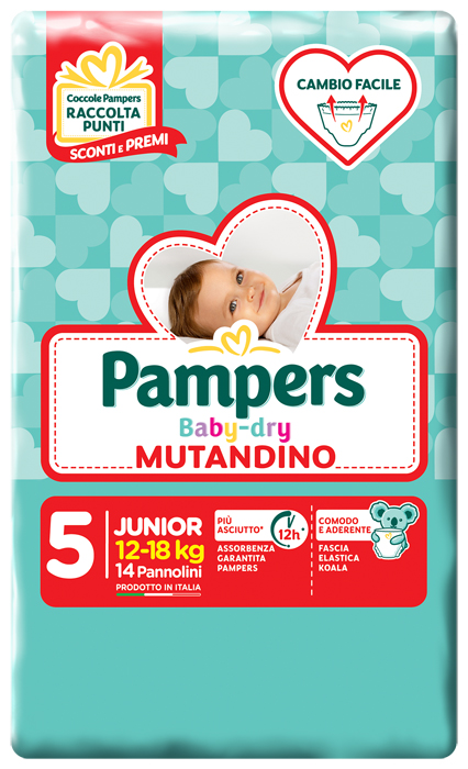 PANNOLINO A MUTANDINA PAMPERS BABY DRY JUNIOR SMALL PACK 14 PEZZI - Farmacia Murachelli Di Putelli dr. Giovanni