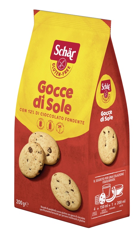 SCHAR GOCCE DI SOLE BISCOTTI DI PASTAFROLLA CON GOCCE DI CIOCCOLATO FONDENTE SENZA LATTOSIO 200 G - Farmacia Murachelli Di Putelli dr. Giovanni