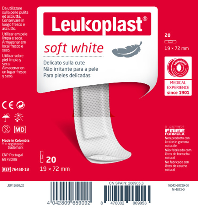 LEUKOPLAST SOFT WHITE 72 X 19 CM 20 PEZZI - Farmacia Murachelli Di Putelli dr. Giovanni