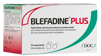 BLEFADINE PLUS 14 SALVIETTE PER DETERSIONE PERIOCULARE + 1 COMPRESSA RISCALDABILE - Farmacia Murachelli Di Putelli dr. Giovanni