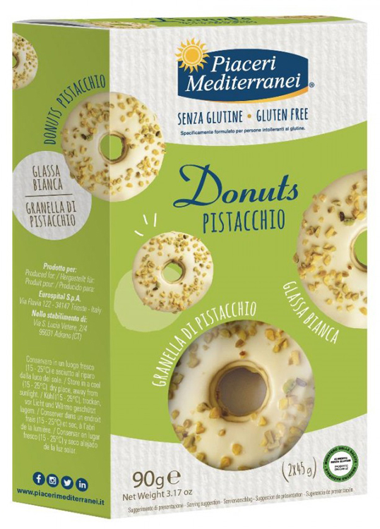 PIACERI MEDITERRANEI DONUTS PISTACCHIO 90 G - Farmacia Murachelli Di Putelli dr. Giovanni