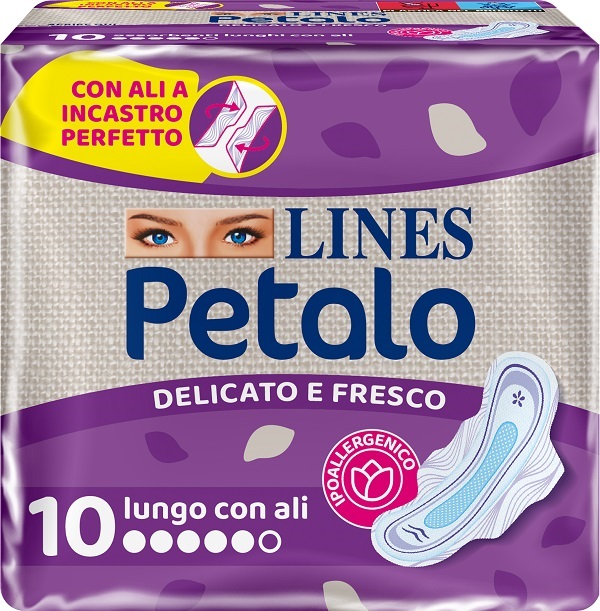 LINES PETALO BLU ASSORBENTE LUNGO CON ALI 10 PEZZI - Farmacia Murachelli Di Putelli dr. Giovanni
