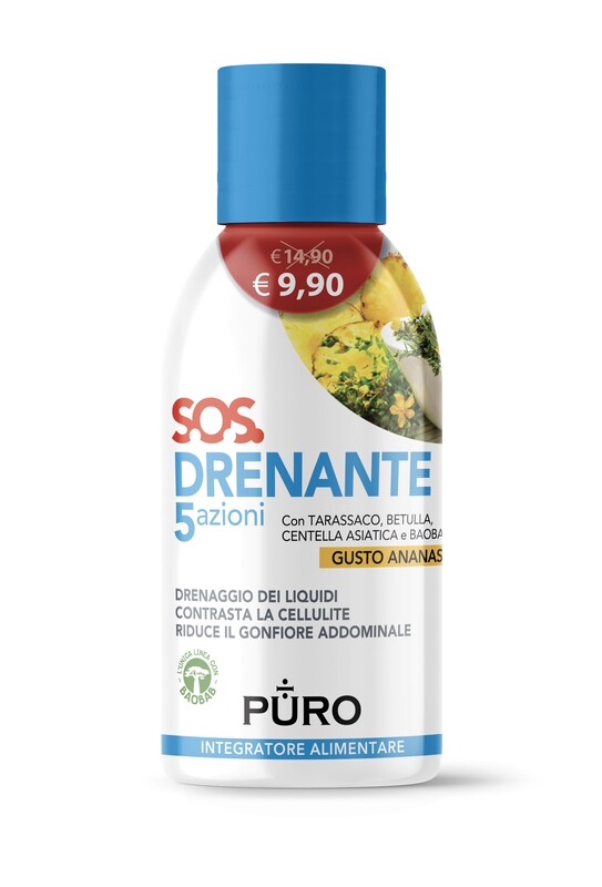 PURO DRENANTE 5 AZIONI CON BAOBAB GUSTO ANANAS 500 ML - Farmacia Murachelli Di Putelli dr. Giovanni