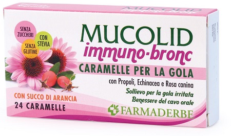 MUCOLID BRONC IMMUNO 24 CARAMELLE GUSTO ARANCIA - Farmacia Murachelli Di Putelli dr. Giovanni