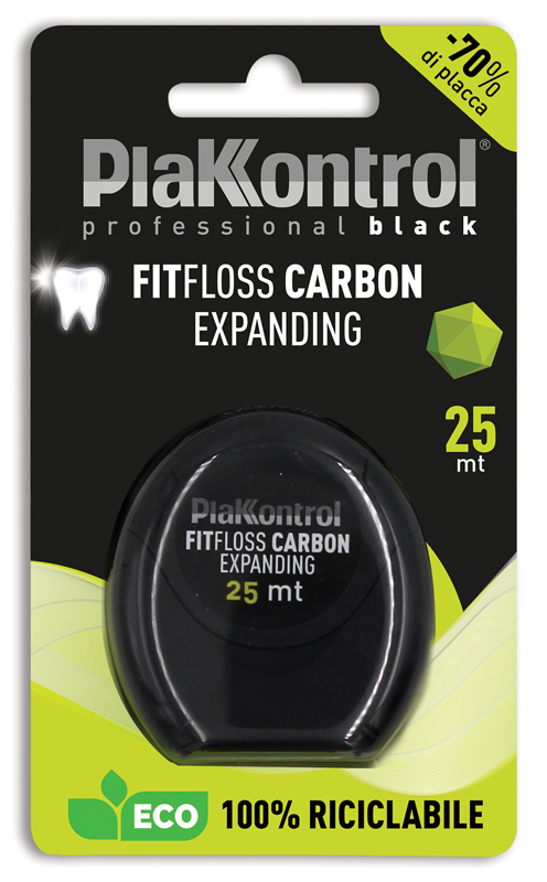 PLAKKONTROL PROFESSIONAL BLACK FITFLOSS CARBON EXPANDING FILO INTERDENTALE 25 METRI FRESH MINT - Farmacia Murachelli Di Putelli dr. Giovanni