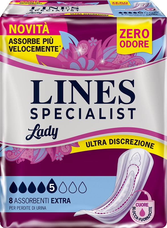 ASSORBENTI PER INCONTINENZA LINES SPECIALIST LADY 8 EXTRA 8 PEZZI - Farmacia Murachelli Di Putelli dr. Giovanni