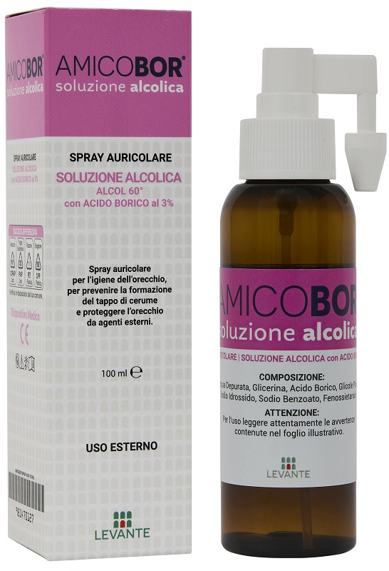 SOLUZIONE ALCOLICA PER IRRIGAZIONE DELL'ORECCHIO AMICOBOR 100 ML - Farmacia Murachelli Di Putelli dr. Giovanni