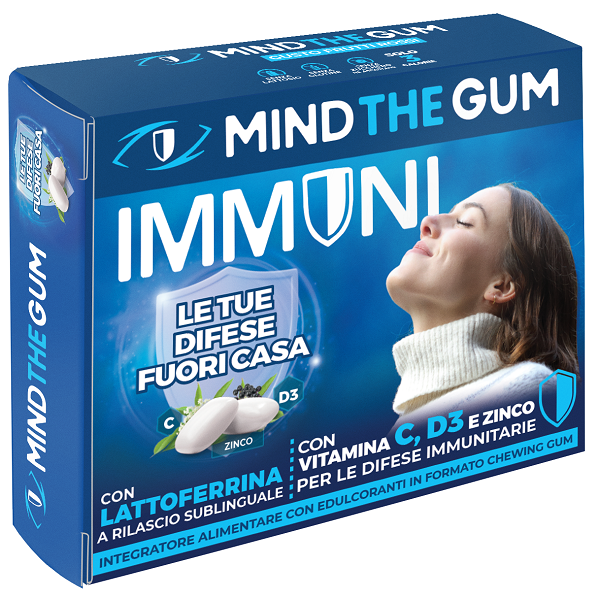 MIND THE GUM IMMUNI CON LATTOFERRINA 18 GOMME CONFETTATE SENZA ZUCCHERO - Farmacia Murachelli Di Putelli dr. Giovanni