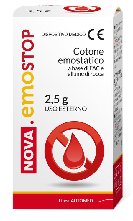 COTONE EMOSTATICO NOVA EMOSTOP CON FAC E ALLUME DI ROCCA 2,5 G - Farmacia Murachelli Di Putelli dr. Giovanni