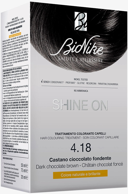 SHINE ON CASTANO CIOCCOLATO FONDENTE 4,18 FLACONE 75 ML + TUBO 50 ML - Farmacia Murachelli Di Putelli dr. Giovanni