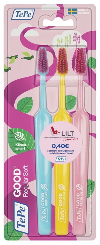 TEPE GOOD REGULAR 3 PACK TOOTHBRUSH EDIZIONE LIMITATA PINK RIBBON - Farmacia Murachelli Di Putelli dr. Giovanni