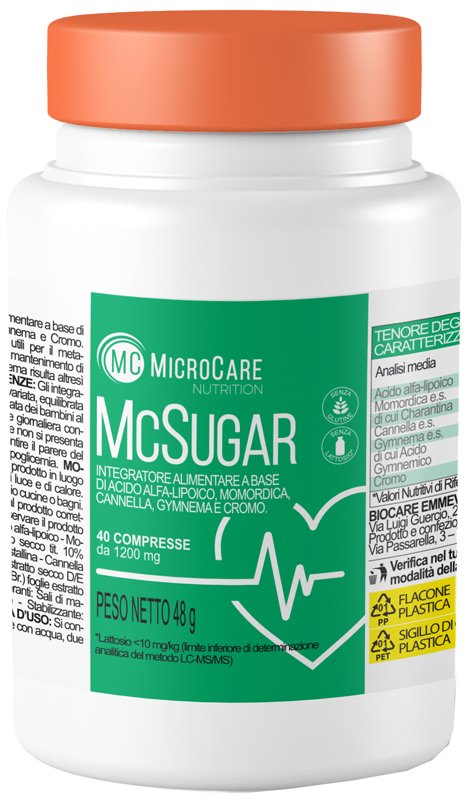 MICROCARE NUTRITION MC SUGAR 40 COMPRESSE DA 1200 MG - Farmacia Murachelli Di Putelli dr. Giovanni