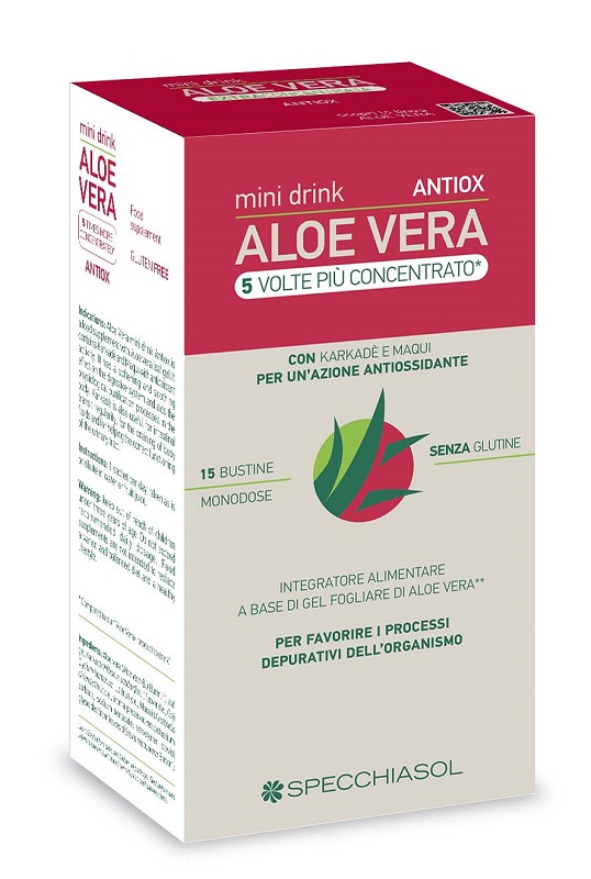ALOE VERA ANTIOX MINI DRINK 5 VOLTE PIU' CONCENTRATO 15 BUSTINE DA 10 ML - Farmacia Murachelli Di Putelli dr. Giovanni