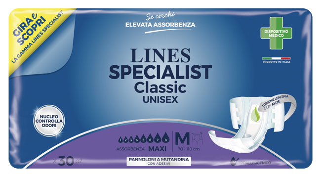 PANNOLONE A MUTANDINA LINES SPECIALIST CLASSIC MAXI MISURA MEDIA 30 PEZZI - Farmacia Murachelli Di Putelli dr. Giovanni