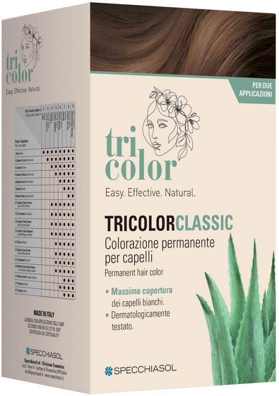 TRICOLOR CLASSIC 6,32 CASTAGNA 2 TUBI 50 ML + 2 SHAKER 50 ML + 4 BUSTINE 8 ML - Farmacia Murachelli Di Putelli dr. Giovanni