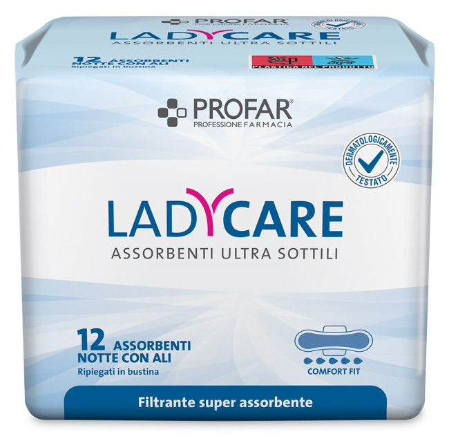 LADYCARE ASSORBENTI NOTTE CON ALI 12 PEZZI PROFAR - Farmacia Murachelli Di Putelli dr. Giovanni