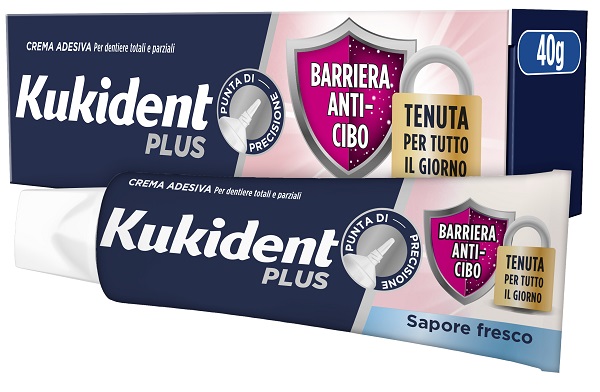 KUKIDENT PLUS BARRIERA ANTI-CIBO FRESCO CREMA ADESIVA DENTIERE 40 G - Farmacia Murachelli Di Putelli dr. Giovanni