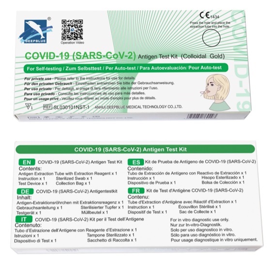 TEST ANTIGENICO RAPIDO COVID-19 DEEPBLUE AUTODIAGNOSTICO DETERMINAZIONE QUALITATIVA ANTIGENI SARS-COV-2 IN TAMPONI NASALI MEDIANTE IMMUNOCROMATOGRAFIA - Farmacia Murachelli Di Putelli dr. Giovanni