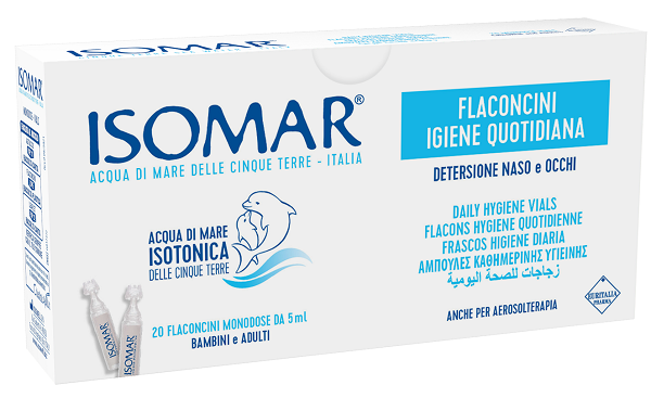 ISOMAR SOLUZIONE ISOTONICA ACQUA MARE IGIENE QUOTIDIANA 20 FLACONCINI MONODOSE 5 ML - Farmacia Murachelli Di Putelli dr. Giovanni