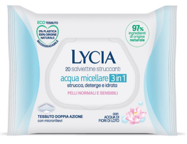 LYCIA SALVIETTINE STRUCCANTI ACQUA MICELLARE 3 IN 1 20 PEZZI - Farmacia Murachelli Di Putelli dr. Giovanni
