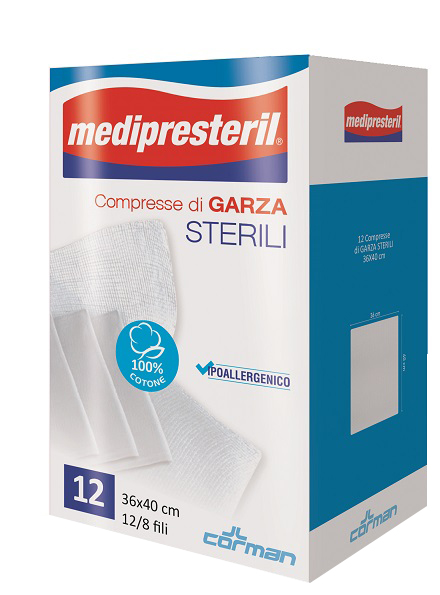 GARZA COMPRESSA MEDIPRESTERIL 12/8 FU 36X40CM 12 PEZZI - Farmacia Murachelli Di Putelli dr. Giovanni