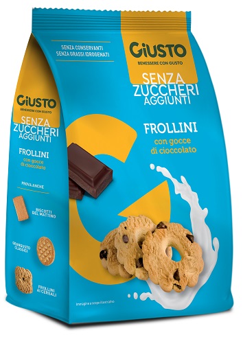 GIUSTO SENZA ZUCCHERO FROLLINI GOCCE CIOCCOLATO SENZA ZUCCHERO 350 G - Farmacia Murachelli Di Putelli dr. Giovanni