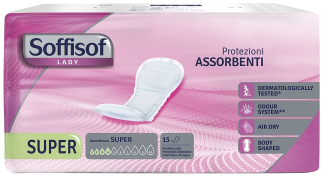 PANNOLONE PER INCONTINENZA SOFFISOF LADY AIR DRY SUPER 15 PEZZI - Farmacia Murachelli Di Putelli dr. Giovanni