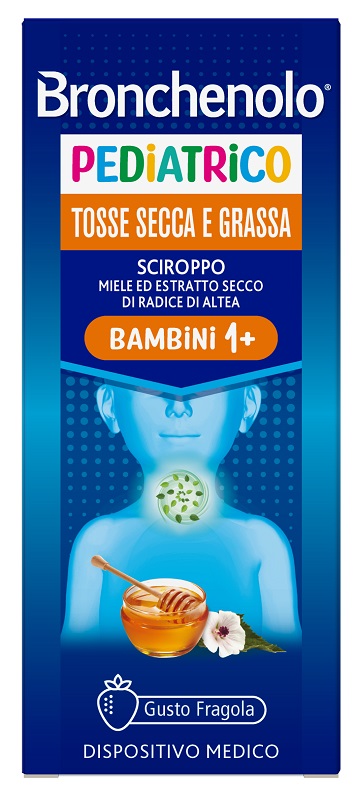 SCIROPPO BRONCHENOLO PEDIATRICO TOSSE SECCA E GRASSA DA 1 ANNO IN SU 120 ML GUSTO FRAGOLA SENZA COLORANTI ARTIFICIALI, SENZA ALCOL, SENZA OGM - Farmacia Murachelli Di Putelli dr. Giovanni