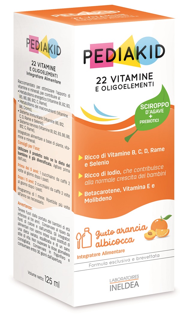 PEDIAKID 22 VITAMINE E OLIGOELEMENTI SCIROPPO 125 ML - Farmacia Murachelli Di Putelli dr. Giovanni