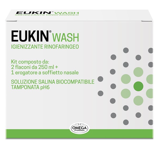 EUKIN WASH IGIENIZZANTE RINOFARINGEO KIT 2 FLACONI DA 250 ML + EROGATORE A SOFFIETTO NASALE - Farmacia Murachelli Di Putelli dr. Giovanni