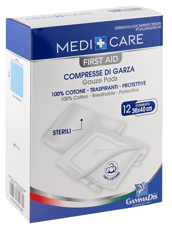GARZA MEDICARE COTONE 36X40 CM 12 PEZZI - Farmacia Murachelli Di Putelli dr. Giovanni
