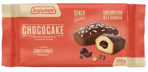 AGLUTEN CHOCOCAKE 4 PLUMCAKE RICOPERTI CON CIOCCOLATO AL LATTE CON FARCITURA ALLA GIANDUIA DA 52,5G - Farmacia Murachelli Di Putelli dr. Giovanni