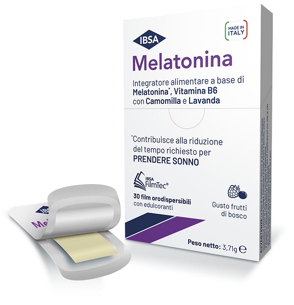 MELATONINA IBSA 30 FILM ORODISPERDIBILI SENZA GLUTINE SENZA LATTOSIO GUSTO FRUTTI DI BOSCO CON EDULCORANTI - Farmacia Murachelli Di Putelli dr. Giovanni