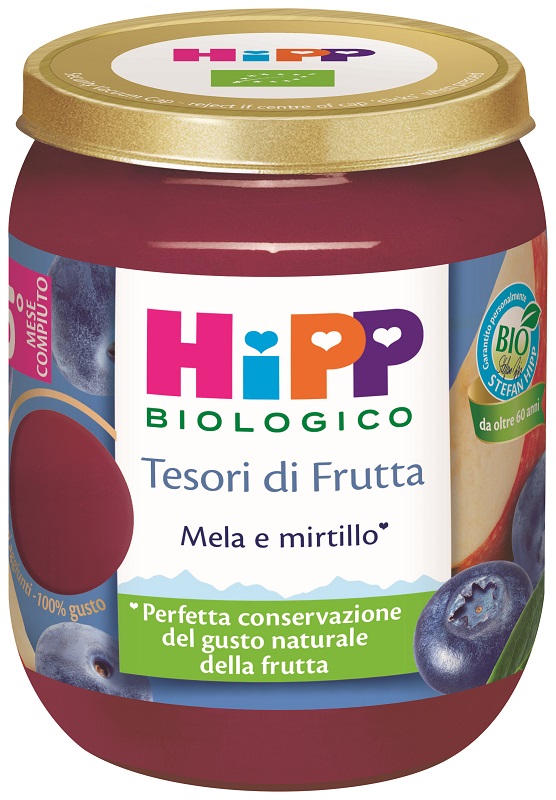 HIPP TESORI FRUTTA MELA MIRTILLO 160 G - Farmacia Murachelli Di Putelli dr. Giovanni
