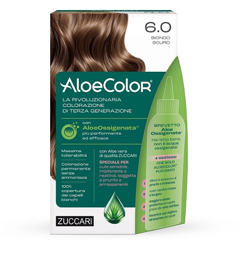 ALOECOLOR 6,0 BIONDO SCURO TINTA PERMANENTE CAPELLI COLORE AD ALTA PIGMENTAZIONE 50 ML + RIVELATORE ALOEOSSIGENATA 75 ML + SHAMPOO ALOECARE 15 ML + GUANTI - Farmacia Murachelli Di Putelli dr. Giovanni