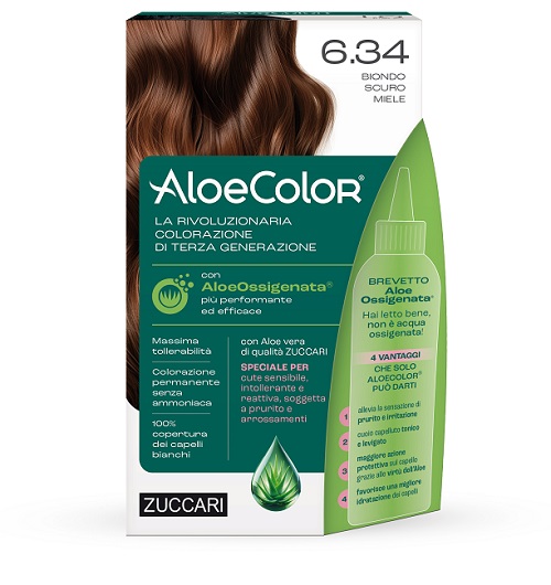 ALOECOLOR 6,34 BIONDO SCURO MIELE TINTA PERMANENTE CAPELLI COLORE AD ALTA PIGMENTAZIONE 50 ML + RIVELATORE ALOEOSSIGENATA 75 ML + SHAMPOO ALOECARE 15 ML + GUANTI - Farmacia Murachelli Di Putelli dr. Giovanni