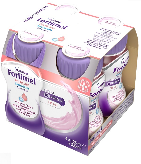 FORTIMEL FORTICARE SENSATION 2,4 KCAL/ML LAMPONE RINFRESCANTE 4 PEZZI DA 125 ML - Farmacia Murachelli Di Putelli dr. Giovanni