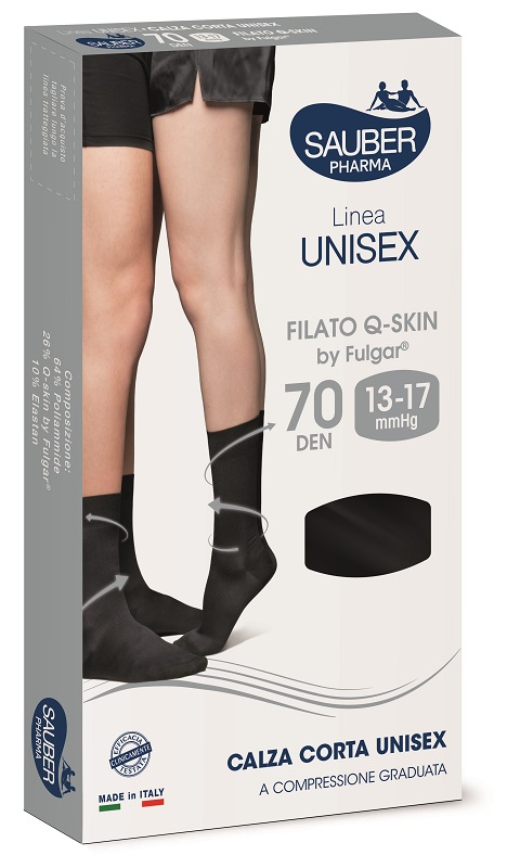 SAUBER PHARMA UNISEX QSKIN CALZA CORTA 70 NERO LARGE - Farmacia Murachelli Di Putelli dr. Giovanni
