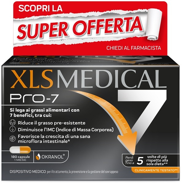 XLS MEDICAL PRO-7 180 CAPSULE TAGLIO PREZZO - Farmacia Murachelli Di Putelli dr. Giovanni