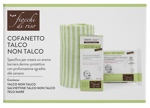 FIOCCHI DI RISO COFANETTO TALCO NON TALCO 1 EMULSIONE TALCO NON TALCO 120 ML + 1 SALVIETTE TALCO NON TALCO + 1 TELO MARE - Farmacia Murachelli Di Putelli dr. Giovanni